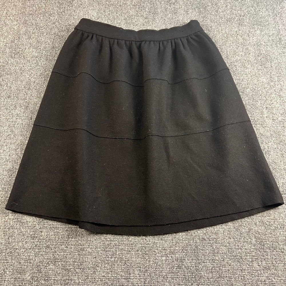 Prada Black 100% Virgin Wool Tiered A-Line Skirt IT 38 Made in Italy P1412N